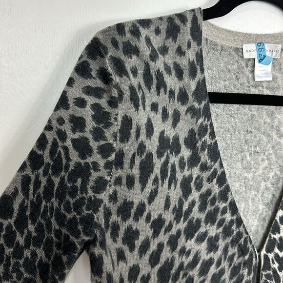 Garfield & Marks Cashmere Leopard Print Longline Cardigan Sweater Size M - Picture 3 of 9